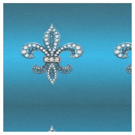 Tissu Satin de Fleur De Lis Blue (Fermer)