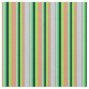 Tissu Saumon, Bleu clair, Chaux, Bleu et Vert