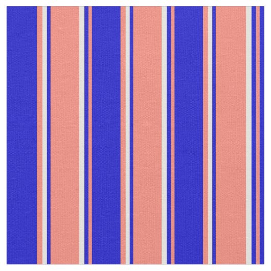 Tissu Saumon, Bleu et Jaune clair rayures (Fermer)