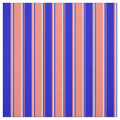 Tissu Saumon, Bleu et Jaune clair rayures (Échantillon)