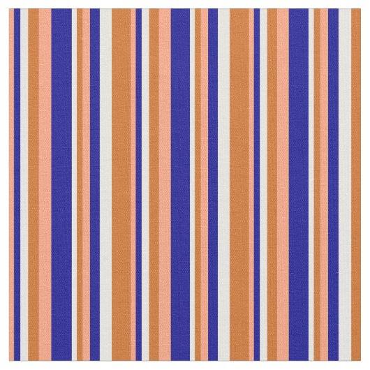 Tissu Saumon clair, Bleu foncé, Blanc & Chocolat (Fermer)