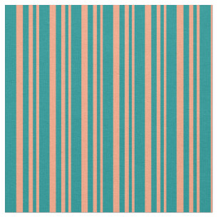 Tissu Saumon clair et rayures couleur cyan foncé