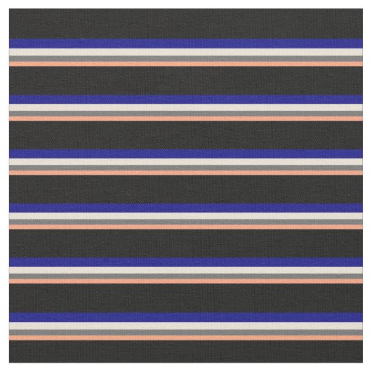 Tissu Saumon clair, gris dim, bisque, bleu & noir (Fermer)
