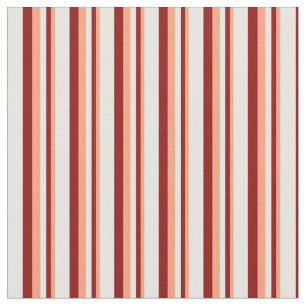 Tissu Saumon clair, lignes rouge foncé et crème à la men