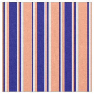Tissu Saumon clair, Motif bleu et blanc