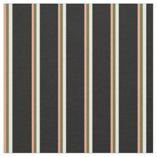 Tissu Saumon clair, vert foncé, blanc et noir