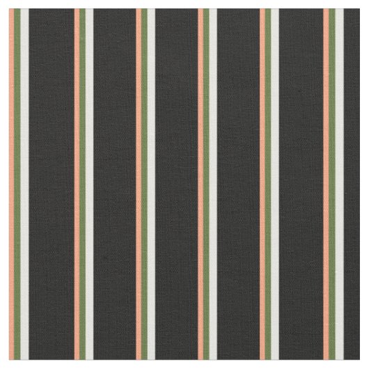 Tissu Saumon clair, vert foncé, blanc et noir (Fermer)
