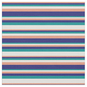 Tissu Saumon foncé, bleu, cyan foncé et jaune clair