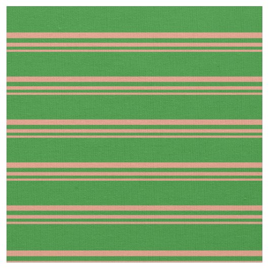 Tissu Saumon foncé et bandes vert forêt (Fermer)