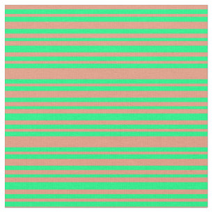 Tissu Saumon foncé et Motif rayé de couleur verte