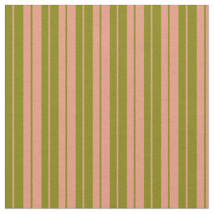 Tissu Saumon foncé et Motif vert à carreaux/rayures