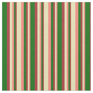Tissu Saumon, Tan, Brown & Motif vert foncé