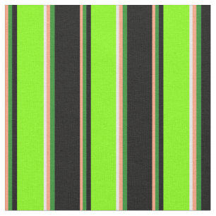 Tissu Saumon, Vert Forêt, Noir, Chartreuse & Blanc