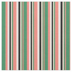 Tissu Saumon, vert mer, bronzé, noir et blanc