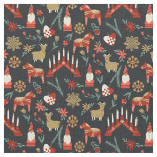 Tissu Scandi Christmas God Jul folk noir