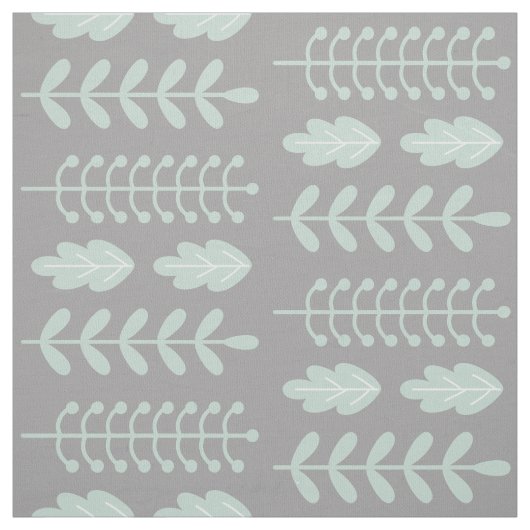 Tissu Scandinavie moderne Feuilles verts sur gris (Échantillon)