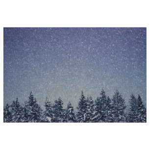 Tissu Scène gelée de forêt d'hiver de neige