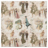 Tissu Scènes vintages d'hiver (Échantillon)