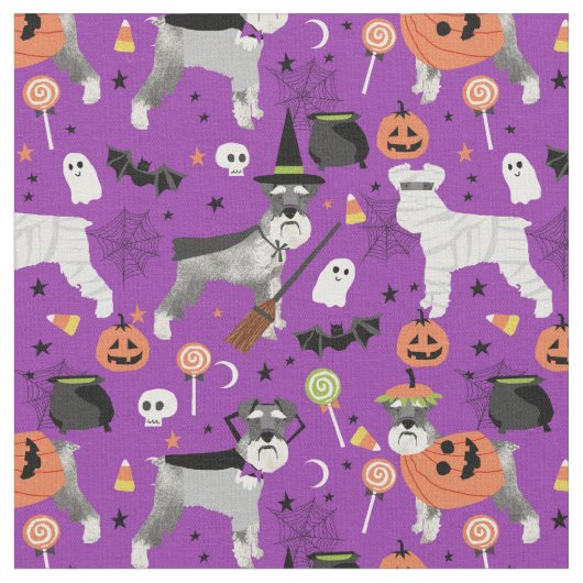Tissu schnauzer à halloween violet (Fermer)