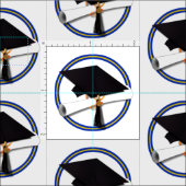 Tissu School Colors Blue & Gold Grad Cap w/Diploma (Carreau)