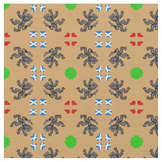 Tissu Scottish Flag & Lion Hearts, mode écossaise GLD2 (Fermer)