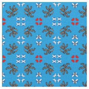 Tissu Scottish Flag & Lion Hearts, Scottish fashion BLU2