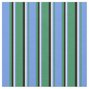 Tissu Sea Green, Cornflower Blue, Light Cyan et Black