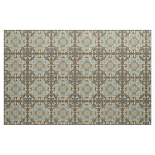 Tissu Seafoam Green Taupe Beige Dark Brown Ethnic Look