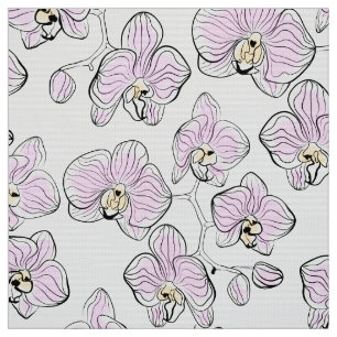 Tissu Seamless watercolor orchids phalaenopsis flowers w