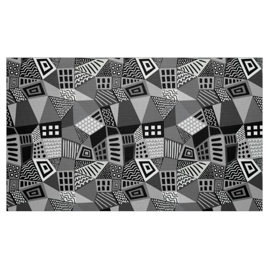 Tissu Segmenté Abstrait 070717 - Noir et blanc (Fat Quarter)