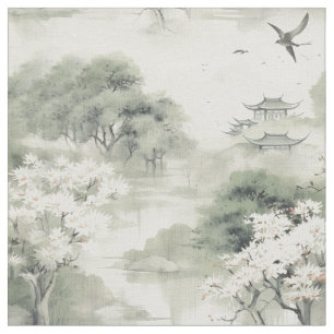 Tissu Serene Tranquillité thème japonais