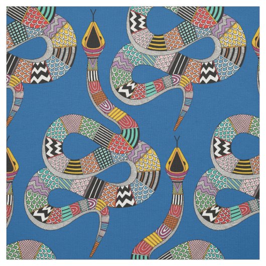 Tissu serpent graphique électrique bleu (Échantillon)