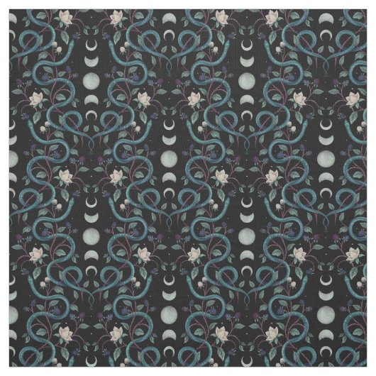 Tissu Serpents en phase lunaire (Échantillon)