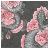 Tissu Serpents et roses de pêche (Fermer)