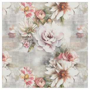 Tissu Shabby Chic Floral Sur Un Arrière - plan Distressé