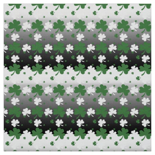 Tissu Shamrock, vert et blanc sur terrain grisé (Échantillon)