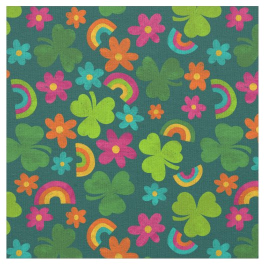 Tissu Shamrocks, fleurs et arcs-en-ciel Saint Patrick's (Fermer)