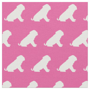 Tissu Shar Pei Chien Silhouette Animal rose