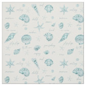 Tissu Shells Starfish Sun Fun Texte Turquoise ID918 (Échantillon)