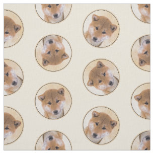 Tissu Shiba Inu Peinture Rouge mignonne Original Animal