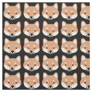 Tissu Shiba mignon Inu fait face au motif