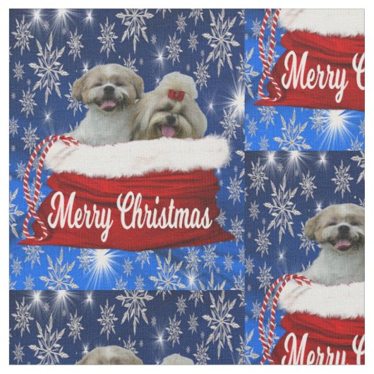 Tissu Shih tzu Fabric Noël (Fermer)