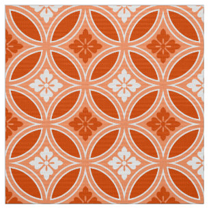 Tissu Shippo avec Motif Fleur, Mandarin Orange