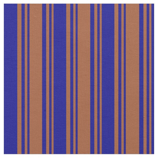 Tissu Sienne et bandes bleu foncé (Fermer)