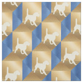 Tissu Silhouette beagle sur Cubes Brown et Bleus (Échantillon)