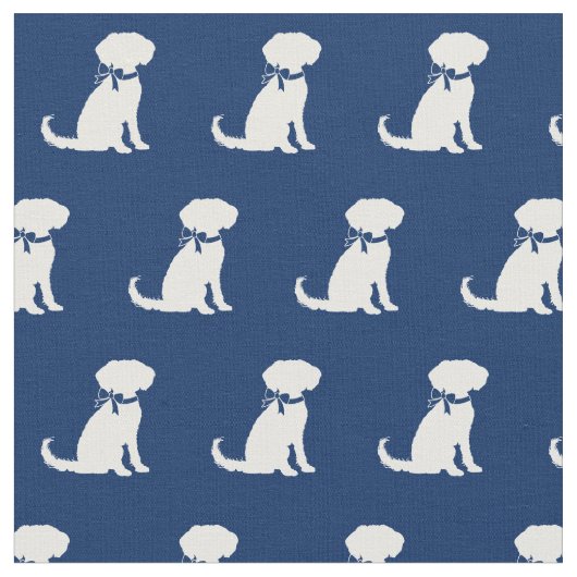 Tissu Silhouette Chien Silhouette Marine Bleu (Fermer)