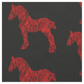 Tissu Silhouette de cheval rouge et noir (Fermer)