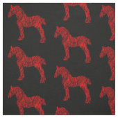 Tissu Silhouette de cheval rouge et noir (Échantillon)