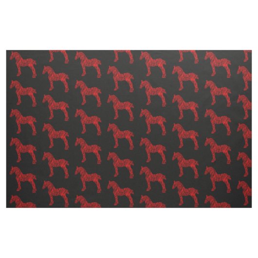 Tissu Silhouette de cheval rouge et noir (Fat Quarter)