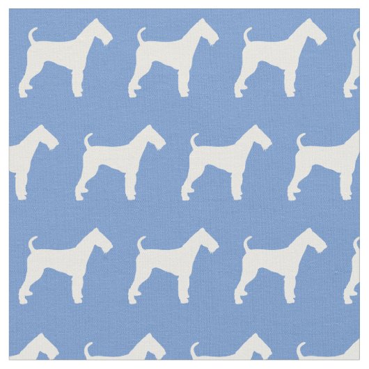 Tissu Silhouette de chien Airedale Terrier Bleu Clair (Fermer)